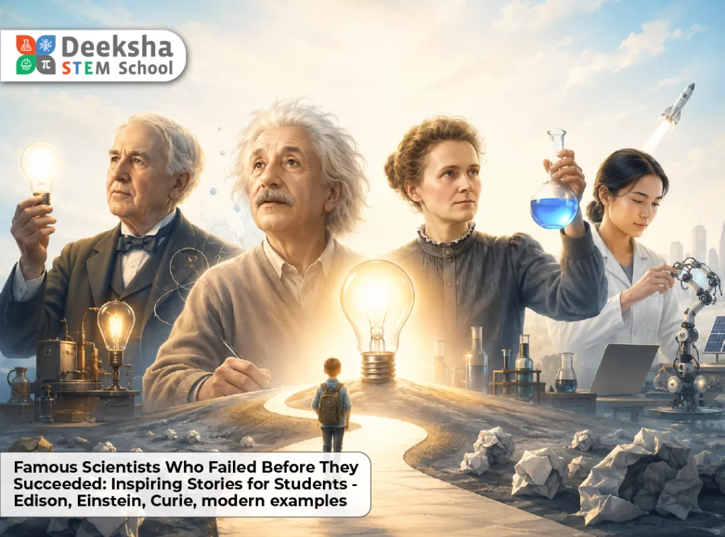 Famous Scientists Who Failed Before They Succeeded Inspiring Stories for Students - Edison, Einstein, Curie, modern examples