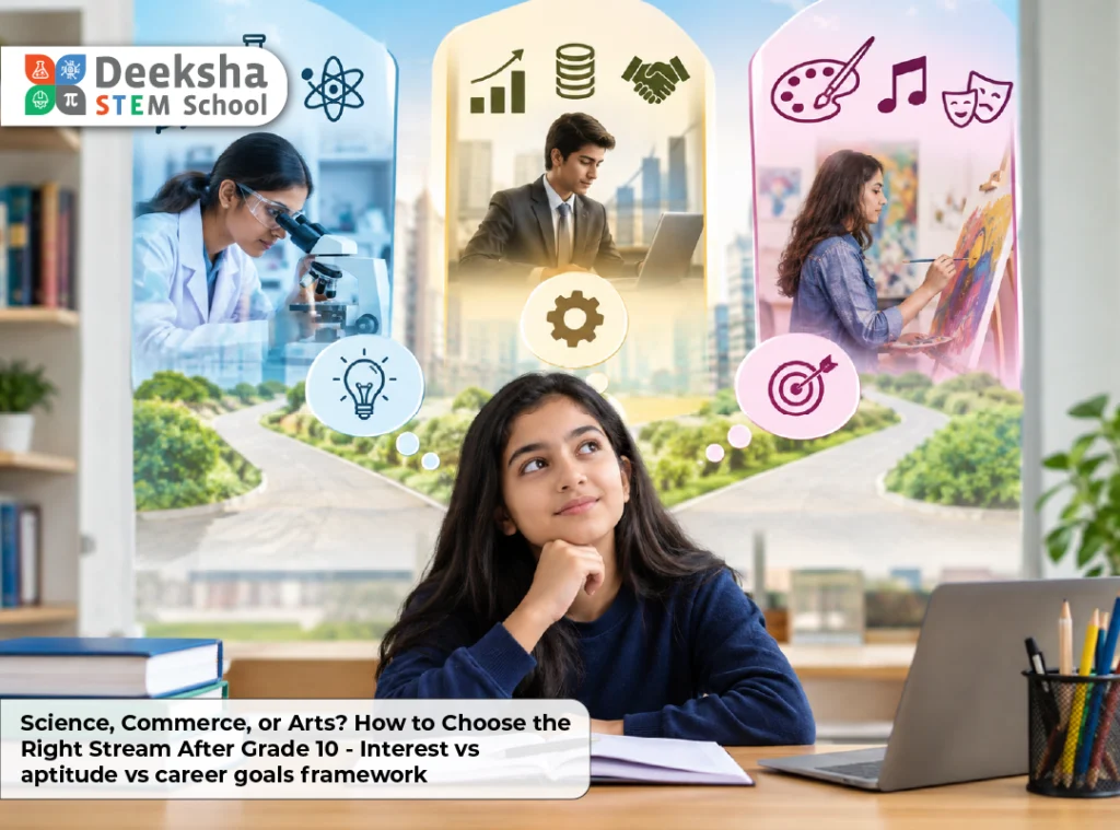 Science, Commerce, or Arts How to Choose the Right Stream After Grade 10 - Interest vs aptitude vs career goals framework